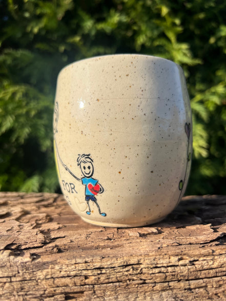 Håndmalede “Tak” kop m. hank - 350 ml.