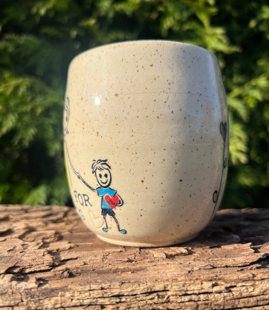 Håndmalede “Tak” kop m. hank - 350 ml.
