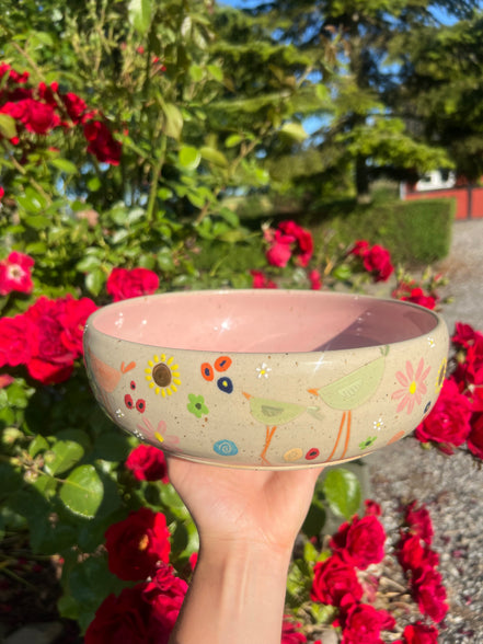 Stor håndmalede skål - Ø 25 cm. • H 7,5 cm.