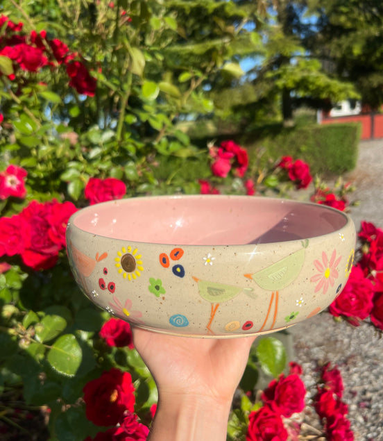Stor håndmalede skål - Ø 25 cm. • H 7,5 cm.